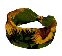 Sunflower Three Flower Plant Supplies Yellow Headbands for Women Girls, Soft Wide Headband, Stretchy Knotted Headwraps, Fashion Sports Hairdband for Workout Yoga, Gym, Running