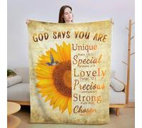 Sunflower Throw Blanket Christian Religious Gifts for Women Soft Inspirational Scripture Blanket with Bible Verse Prayer - God Say You Are - Gifts for Women Mom Wife Girlfriend 40x50In