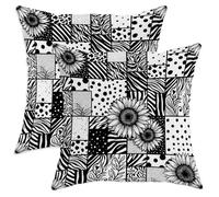 Sunflower Throw Pillow Covers Set of 2, Modern Minimalistic Striped Horse Stripes Polka Dots None Black with Hidden Zipper Pattern Pillow Covers for Home Living Room Bedroom Dorm Decor 14x14 Inch