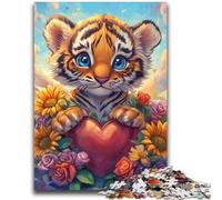 Sunflower Tiger Jigsaw Puzzles for Adults Teenagers Jigsaws Puzzle,Stress Reliever Difficult Challenge Suitable for Desktop Decoration (70X100cm)