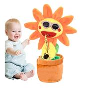 Sunflower Toy - 10x33cm Dancing Sun Flower | Glowing Talks Repeat Soft Plush Sunflower, Party Favors Pillow , 200 Songs Musical Fun Gift for Kids 18 Months+