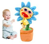 Sunflower Toy - 10x33cm Dancing Sun Flower | Glowing Talks Repeat Soft Plush Sunflower, Party Favors Pillow , 200 Songs Musical Fun Gift for Kids 18 Months+