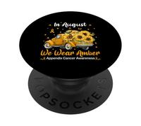 Sunflower Truck In August We Wear Amber Appendix Cancer PopSockets Adhesive PopGrip