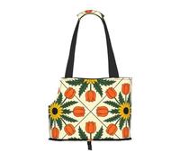 Sunflower & Tulip Pattern Print Dog Purse Carrier for Small Dogs and Cats