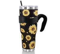 Sunflower Tumbler, 40 Oz Tumbler with Handle and Straw, Sunflower Cup/Water Bottle/Mug, Sunflower Decor/Stuff/Office Supplies, Sunflower Gift, Sunflower Gifts for Women, Mom, Her - Flower Cup