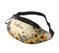 Sunflower Unisex Crossbody Waist Pack Sunflower Decorations Adjustable Waist Fanny Pack Bees Trendy Printed Crossbody Bag Festival-Goers - Theft-Proof Compact Bag for Phones & valuables 14X35CM