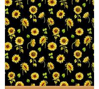 Sunflower Upholstery Fabric for Chairs Farmhouse Cute Floral Print Outdoor Fabric by The Yard Blossom Flowers Leaves Fabric for Upholstery and Home DIY Projects 1 Yard,(L92*W150cm) Yellow Black