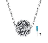 Sunflower Urn Necklace for Ashes Sterling Silver Flower Pendant Charm Memorial Gifts Keepsake Memory Cremation Jewellery for Women