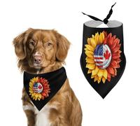 Sunflower US And Canada Flag Dog Bandana Puppy Cat Scarfs Bibs Washable Triangle Kerchief Pet Gifts