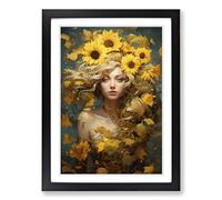 Sunflower Victorian Framed Print | A2 Black Framed Wall Art | Ready to Hang | Victorian Floral Picture | Living Room Bedroom Lounge Office
