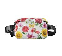 Sunflower Waist Bag Camellia Peony Lily Rose Fashion Waist Bag for Men and Women Waterproof Passport Shoulder Bag with Adjustable Strap for Travel, Shopping, Running, Multicolor, 1, multi-coloured, 1