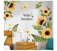 Sunflower Wall Stickers, 3D Yellow Flower Wall Decals, Easy Peel and Stick Wallpaper, DIY Removable Wall Art Mural for Bathroom, Bedroom, Nursery, TV Shower Door Home Decor
