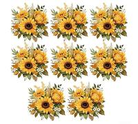 Sunflower Wall Stickers 8PCS for Bedroom Living Room Cabinet Use PVC Material Decorative Decals