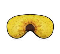 Sunflower Water Drop Sleep Mask Blindfold Yellow Adjustable Super-Smooth Soft Eye Mask Cover for Men Women Travel and Nap