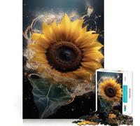 Sunflower Water Droplets Jigsaw Puzzle for Adults 1000 Pieces Mind Exercise Toy Together Fun Precision Cut Unique Gift 50x75cm