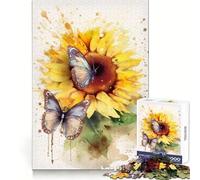 Sunflower Waterdrawing Jigsaw Puzzles 1000 Piece for Teenagers Enhance Memory Leisure Time Solid Cut Santa Wish Item 50x75cm