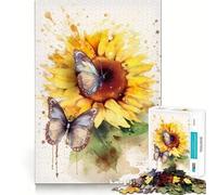 Sunflower Waterdrawing Jigsaw Puzzles 1000 Piece for Teenagers Enhance Memory Leisure Time Solid Cut Santa Wish Item 50x75cm