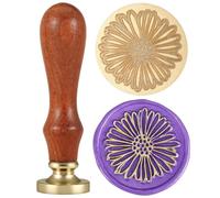 Sunflower Wax Seal Stamp, Sealing Wax Stamp with Retro Rosewood Handle for Wedding Invitations, Thanksgiving Card,Envelope, Postage Letter, Wine Package