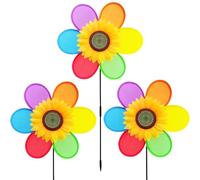 Sunflower Wind Spinner - 3 Pieces Colourful Sunflower Windmill | Rustproof Decorative Windmill Garden Stake for Patio Balcony Lawn Yard Decoration