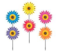 Sunflower Wind Spinners, 6PCS Sunflower Lawn Pinwheels Wind Spinners, Waterproof Sunflower Windmill Pinwheel Art Decorative Ornament for Garden Yard Lawn Party Outdoor Decor
