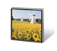 Sunflower Windmill Field Brooch Pins Aluminum Alloy Lapel Pins for Men Women Badge Button Decorative Jewelry Charms for Hats Bags Backpacks Suits Shirts Scarves Clothing Accessories Gift