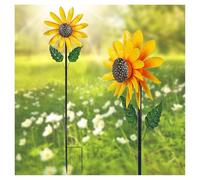 Sunflower Windmill, Sunflower Metal Easy Installation No Need Additional Tools Solar Wind Spinner, Solar Wind Spinners For Yard And Garden