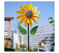 Sunflower Windmills, Sunflower Left Outside For A Long Time Under The Rain And Snow Metal Sunflower Windmill, Outdoor Decorative Wind Spinner