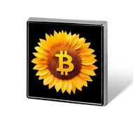 Sunflower with Bitcoin Printed Square Brooches Colorful Fashion Pins Badge for Backpacks Shirts Scarf