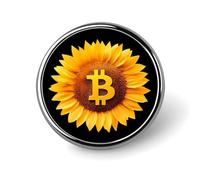 Sunflower with Bitcoin Round Brooches Colorful Fashion Button Pins Badge for Backpacks Shirts Scarf