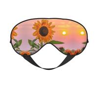 Sunflower with Sunset Print Sleep Mask Silk Eye Cover Soft Satin Blindfold Elastic Strap Night Eyeshade Travel Nap for Women Men