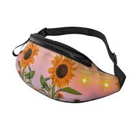 Sunflower with Sunset Waist Bag Bumbags for Men Women, Print Polyester Waist Pack for Travel Walking Sport with Adjustable Strap