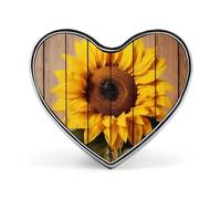 Sunflower with Wood Fashion Brooch Pin - Colorful Butterflies 1 Inch Cute Enamel Heart Badges, Metal Lapel Pins for Men & Women, Decorative Metal Pinback for Hats, Shirts, Bags, Jackets & Accessories