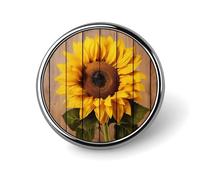 Sunflower with Wood Round Badge Cute Brooch Hats Jackets Decor Personalized Lapel Pin Clothing Jewelry Accessories for Wedding Party Gift