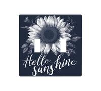 Sunflower with Words Hello Sunshine Double Gang Toggle Light Cover Wall Plate Switch Decor Standard Size - 11.4x11.4cm