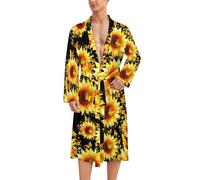 Sunflower with Yellow Butterflies Classic Bathrobe Loungewear Dressing Gown Womens Men Spa Hotel Sleep L