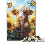 Sunflower Yak Adult Jigsaws 1000 Pieces Difficult,Pattern Assembly Fun at Home Activities,Birthday Present,Travel Gifts (38X52cm)