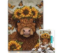 Sunflower Yak Baby 1000 Piece Jigsaw Puzzles,Challenging To Complete But Fun And Humorous Birthday Present,Gifts,Wall Art (38x26cm)