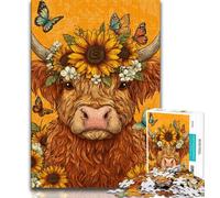 Sunflower Yak Baby Adult Jigsaws 1000 Pieces Difficult,Pattern Assembly Fun at Home Activities,Birthday Present,Travel Gifts 38x52cm