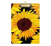 Sunflower Yellow Black Acrylic Clipboard Writing Board Paperboard Chic Design Clipboards, A4 Letter Size 12.5 x 9 Inches Gold Clip