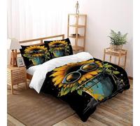 SunflowerDouble Duvet 3 Pcs Art Ultra Soft Anti Allergic Non Iron Luxury Microfiber,for Adults,Boys And Girls With Pillowcase Super King（260x220cm）