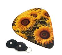 Sunflowers 6 Pack Guitar Picks With Holder, Personalized Guitar Plectrums Non-Slip Portable Ukulele Bass Picks 0.46mm For Acoustic Guitar Lovers Gifts