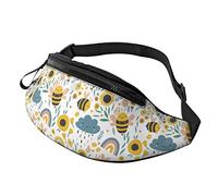 Sunflowers and Bees Crossbody Bag Runner Small Hip Pouch Bum Bag Running Waistpack Bumbag Beltbag Sport Slim Fashionable for Jogging Hiking Woman