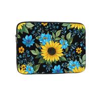 Sunflowers and Blue Flower Pattern Laptop Sleeve 15 Inch Shockproof Protective Notebook Case Travel Laptop Bag for Men Women