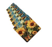 Sunflowers And Butterflies Car Air Fresheners 6 Pcs Funny Hanging Car Air Fresheners Cute Long Lasting Scented Mirror Hanging Decoration Ornaments Gift Auto Interior Decor For Men Women Square