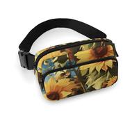 Sunflowers And Butterflies Fanny Pack for Women Men Waist Bag Belt Bag Adjustable Casual Bag for Travel Sports Hiking, white, 7.9x5.1inches