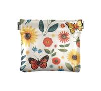 Sunflowers and Butterflies Floral Women's Leather Coin Change Purse Fancy Card Cases Money Organizers for Women Travel, sunflowers and butterflies floral, One Size, Print Art