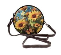 Sunflowers and Butterflies Shoulder Bag for Women PU Leather Purses | Retro Clutch Handbags With Zipper & Removable Strap For Daily Use, Phone Wallet, Trendy Ladies Crossbody Bag