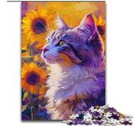 Sunflowers And Cats Puzzles for Teenagers 1000 Pieces, Family Game Stress Reliever Difficult Challenge Great Gifts And Toys (26x38cm)