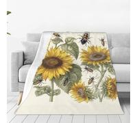 Sunflowers and Insects Throw Blanket for Couch, Plush Fuzzy Soft Flannel Blankets and Throws for Sofa, 40"x30" Bed Blankets for Travel Camping Chair, All Season Warm Fleece Blanket
