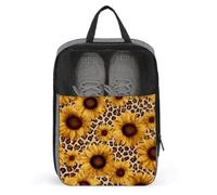 Sunflowers and Leopard Print Shoe Bag for Travel Daily Use Anti-dust Storage Carrier Golf Shoe Pouch